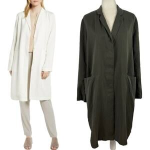 Women’s Lightweight Open-Front Long Coat - White